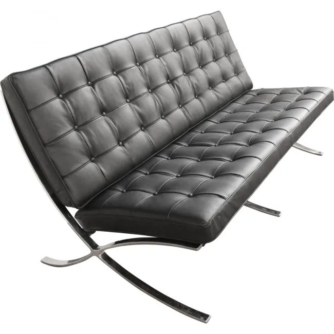 Ludwig Mies van der Rohe — Barcelona Zweisitzer Sofa (Schwarzes Leder) — image 7