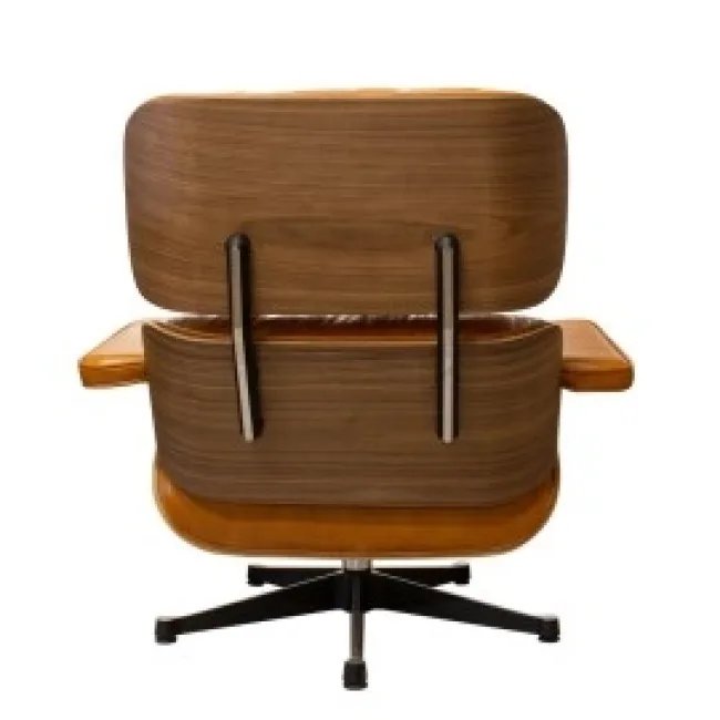 Eames Style Loungesessel & Ottoman – Braunes Leder, Nussbaum — image 5