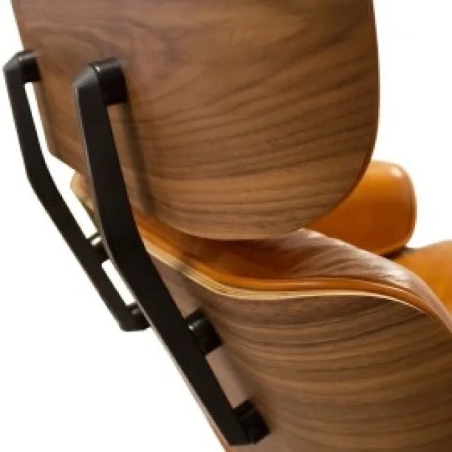 Eames Style Loungesessel & Ottoman – Braunes Leder, Nussbaum — image 6