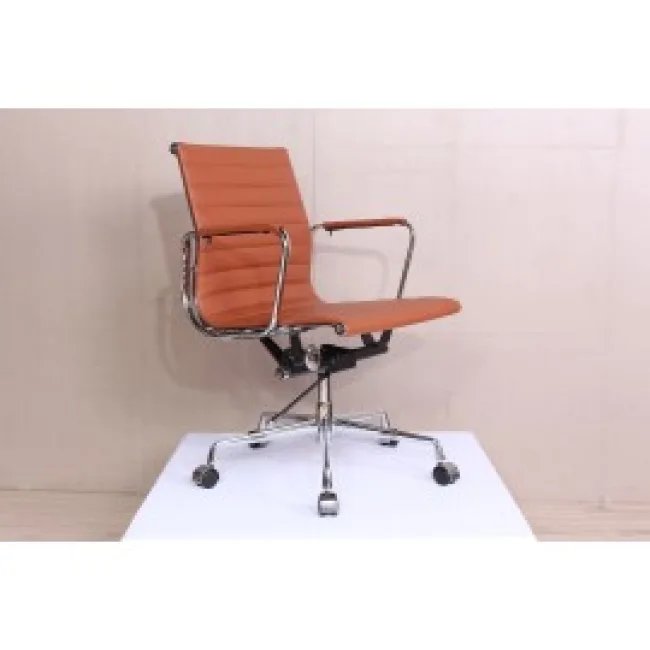 Fauteuil de bureau dossier bas - cuir cognac | Modborn — image 2