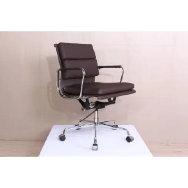 Office Chair Low Back Soft Pad Dark Brown Leather — Modborn