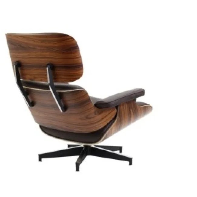 Fauteuil & Ottoman Cuir Brun Foncé — Noyer | Modborn — image 3