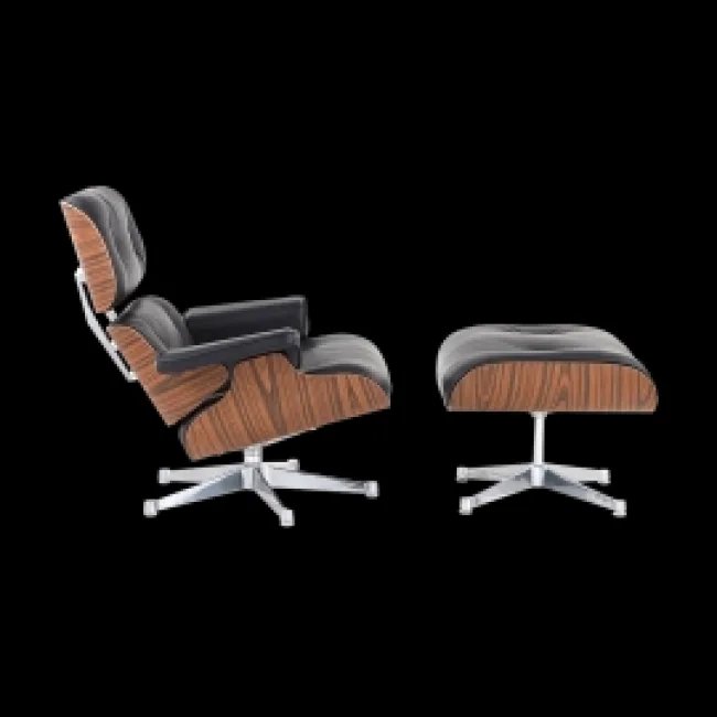 Fauteuil et Ottoman Cuir Noir Palissandre — Édition Argent | Modborn — image 2