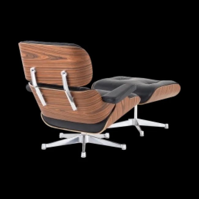 Fauteuil et Ottoman Cuir Noir Palissandre — Édition Argent | Modborn — image 3