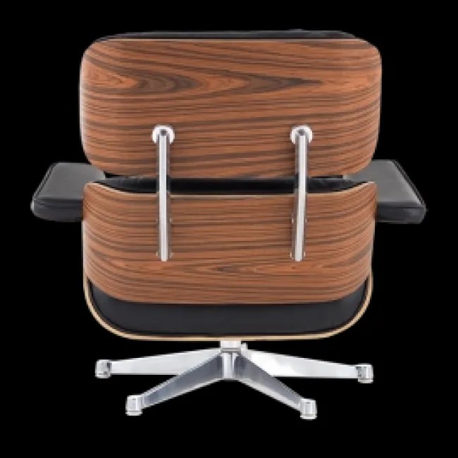 Fauteuil et Ottoman Cuir Noir Palissandre — Édition Argent | Modborn — image 4