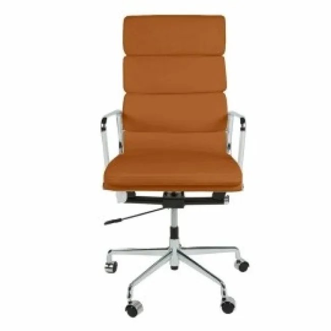 Fauteuil de bureau dossier haut Soft Pad — cuir cognac — image 2