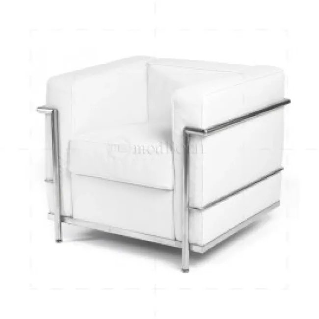 Canapé Le Corbusier LC2 1 place cuir blanc — Modborn