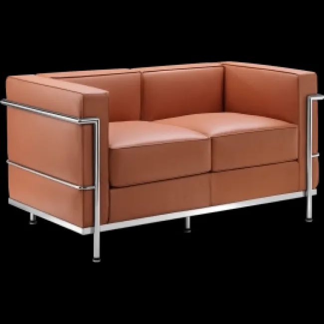 Le Corbusier Style LC2 Sofa — 2 Seater Cognac Leather